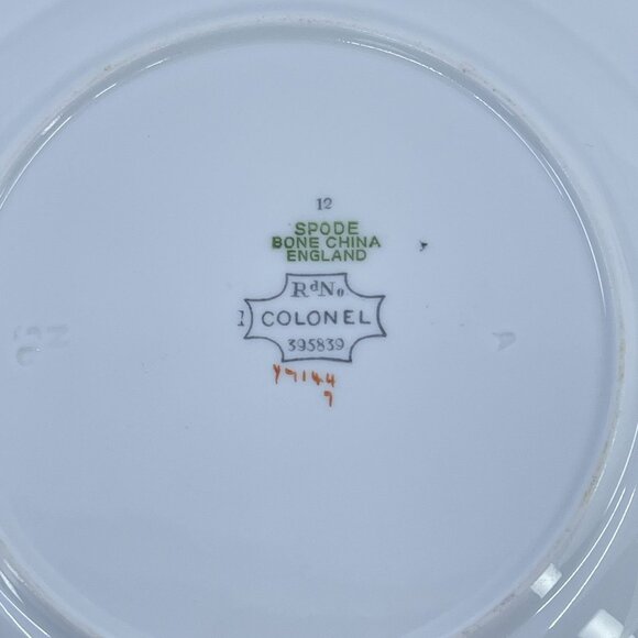 spode colonel gray bone china salad plates set of 4 floral garland gold trim - Picture 5 of 5